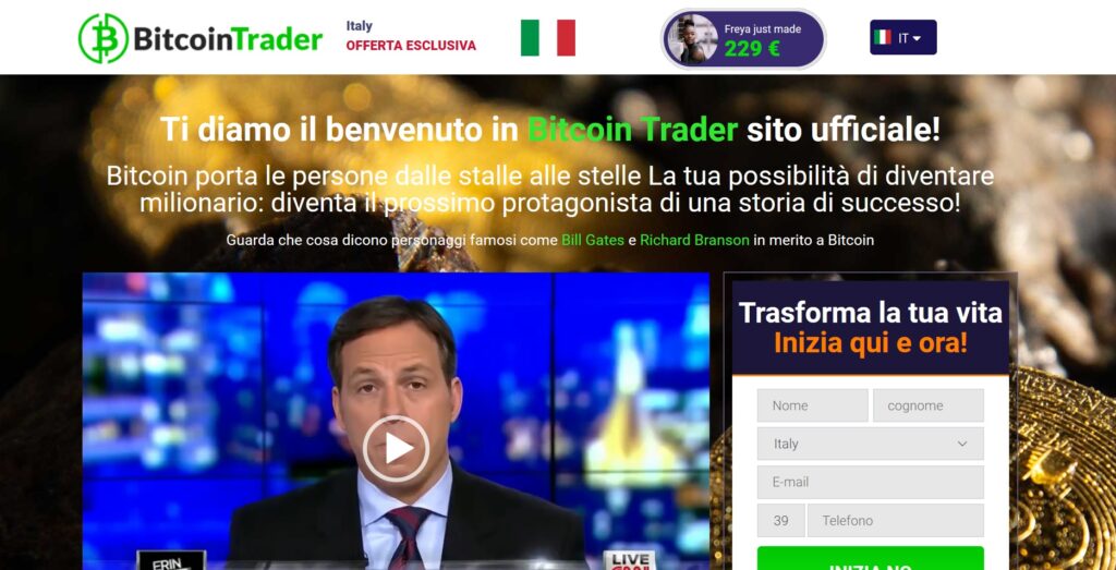 il sito clone di bitcoin trader - clone di altre truffe analoghe