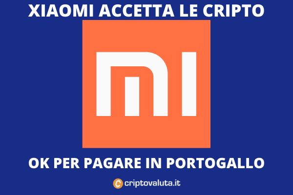 Xiaomi Portogallo - da oggi si può pagare in cripto