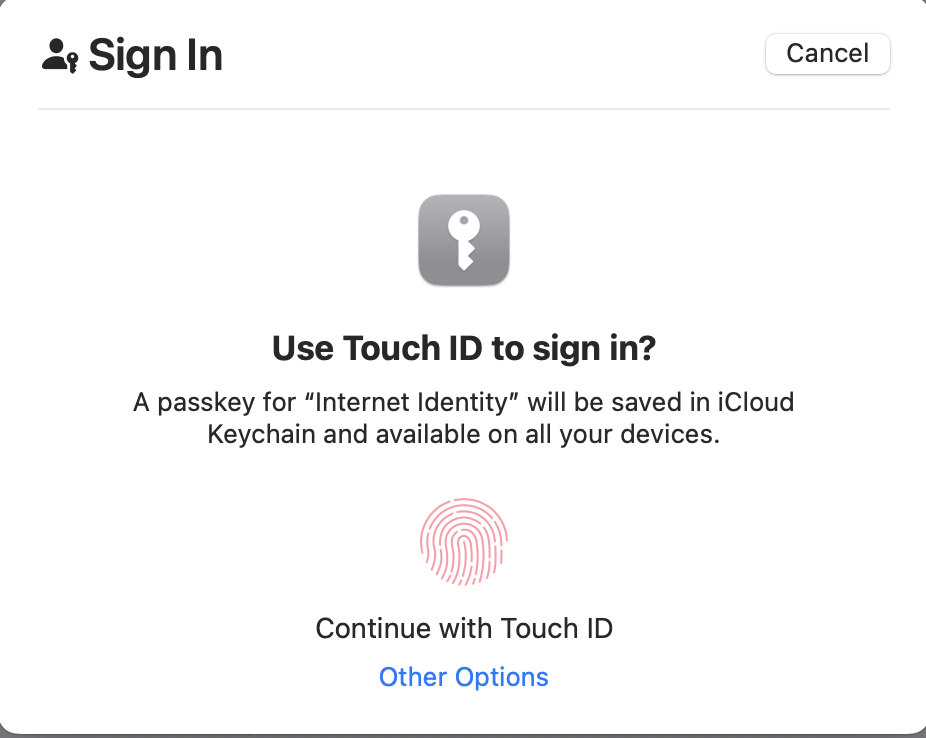 Apple touch id INTERNET IDENTITY