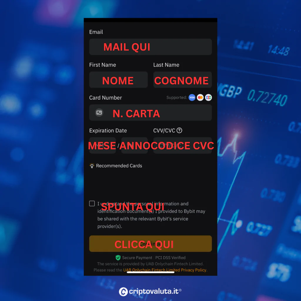 Pagare con carta Bybit App