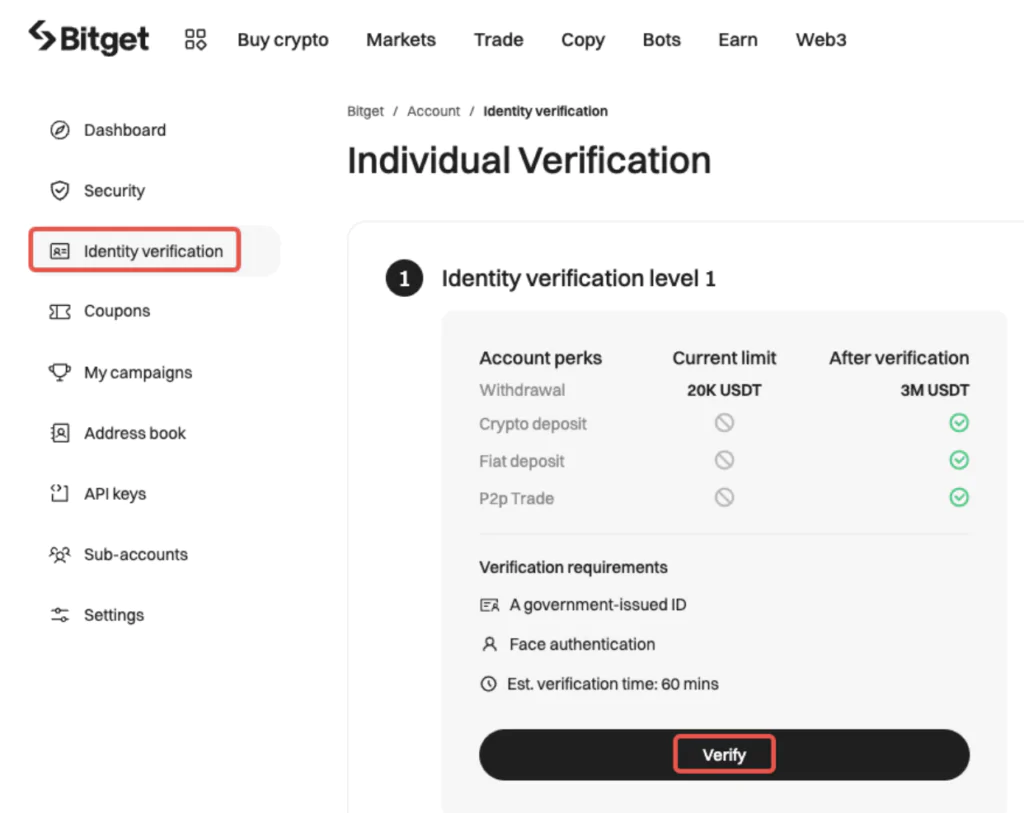 schermata verifica