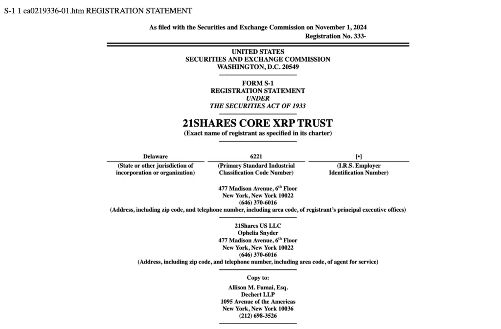 21Shares richiesta ETF