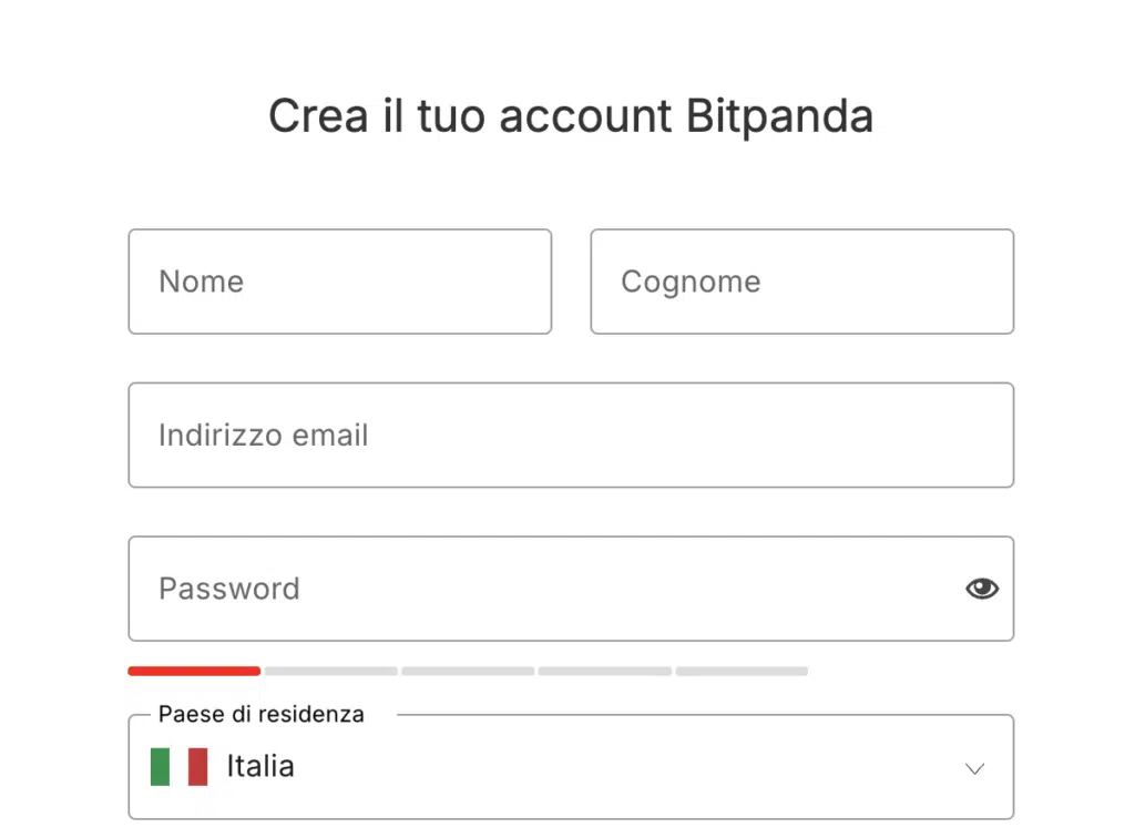 Registrazione Bitpanda Fusion