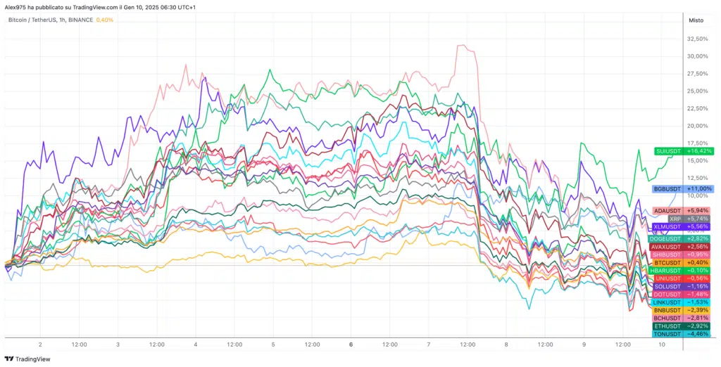 Crypto Top 20 - andamento da inzio 2025