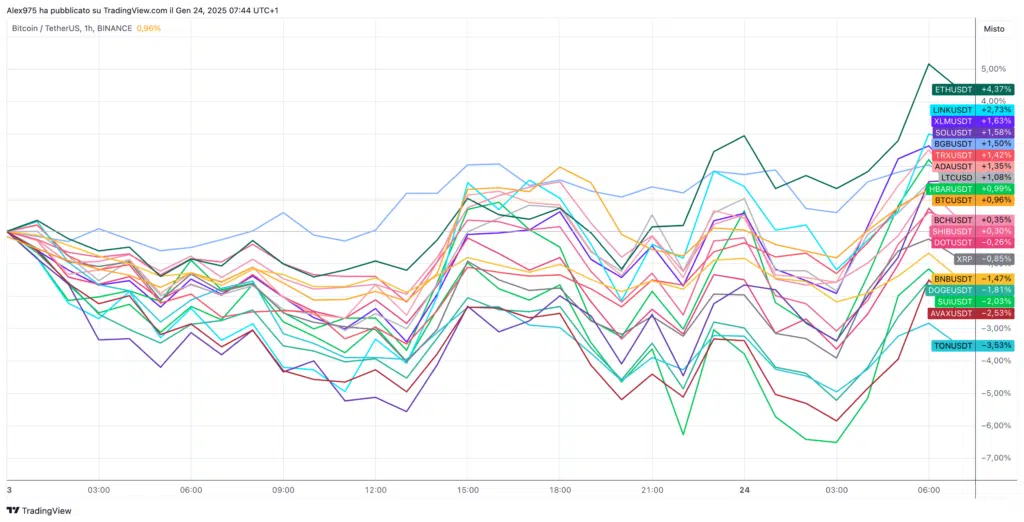 Andamento crypto Top 20 ultime 30 ore