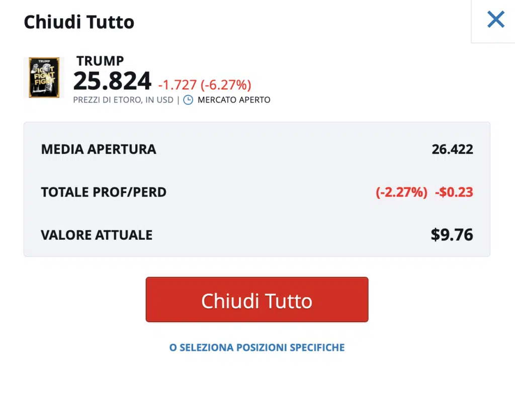 Chiudi tutto - $TRUMP