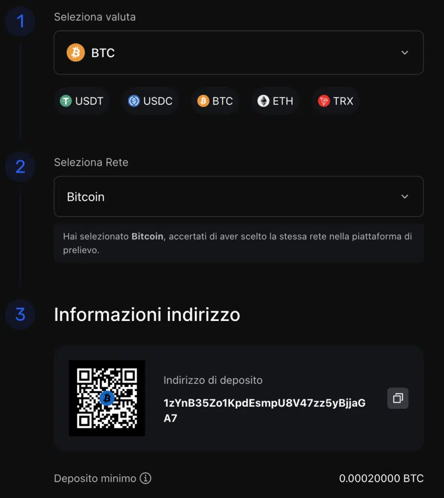 Deposito impostazioni