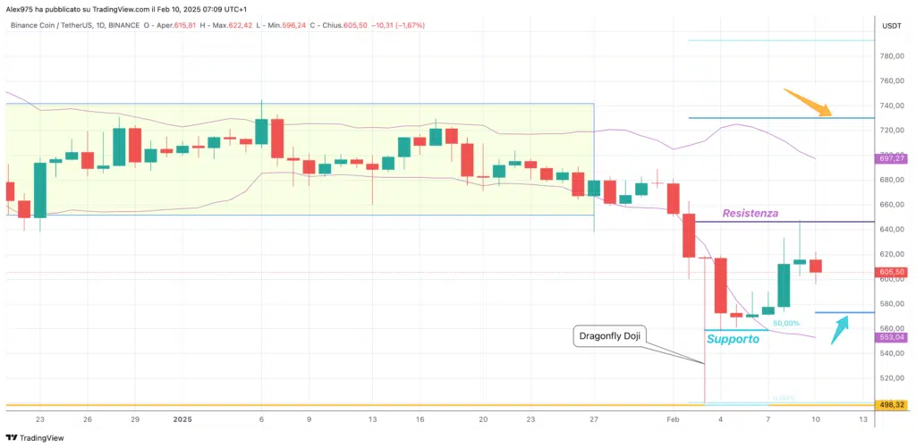 Binance Coin (BNB)- Daily 10 Febbraio 2025
