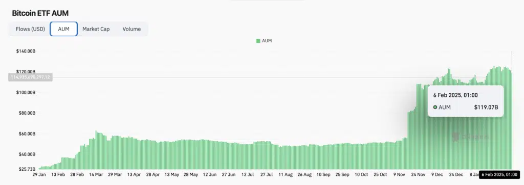 AUM Bitcoin ETF - Fonte: Coinglass