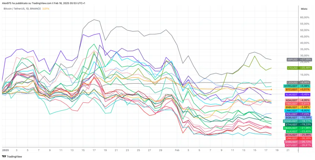 Andamento crypto Top 20 Febbraio 2025